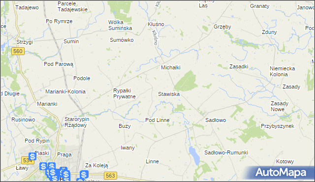 mapa Stawiska gmina Rypin, Stawiska gmina Rypin na mapie Targeo