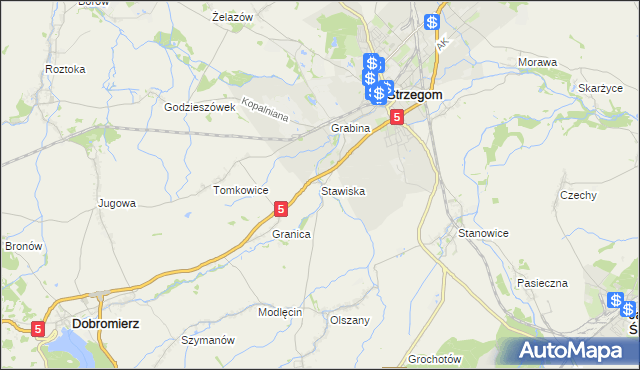 mapa Stawiska gmina Strzegom, Stawiska gmina Strzegom na mapie Targeo
