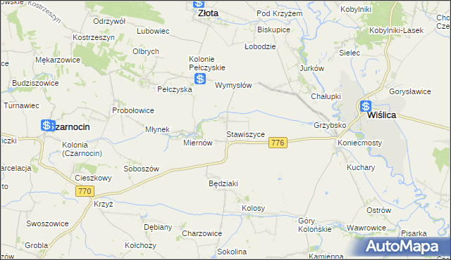 mapa Stawiszyce, Stawiszyce na mapie Targeo
