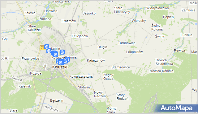 mapa Stefanów gmina Koluszki, Stefanów gmina Koluszki na mapie Targeo