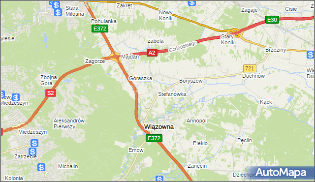 mapa Stefanówka gmina Wiązowna, Stefanówka gmina Wiązowna na mapie Targeo