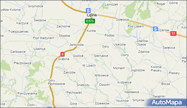 mapa Sternalice gmina Lipnik, Sternalice gmina Lipnik na mapie Targeo