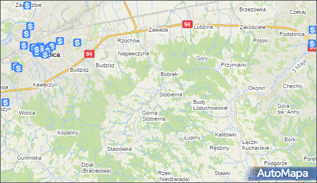 mapa Stobierna gmina Dębica, Stobierna gmina Dębica na mapie Targeo