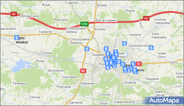mapa Stojadła, Stojadła na mapie Targeo