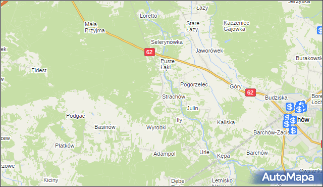 mapa Strachów gmina Jadów, Strachów gmina Jadów na mapie Targeo