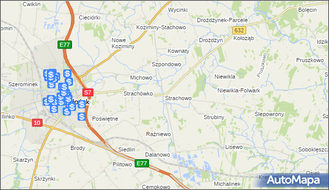 mapa Strachowo, Strachowo na mapie Targeo