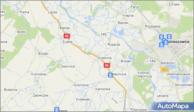 mapa Stradunia, Stradunia na mapie Targeo
