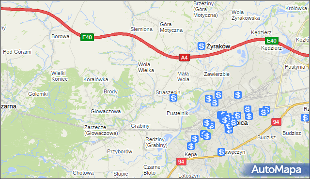 mapa Straszęcin, Straszęcin na mapie Targeo