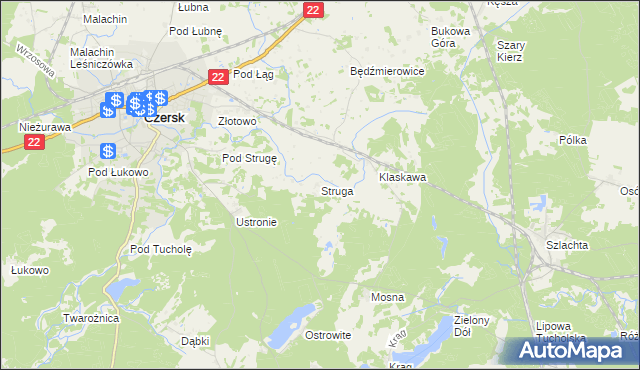 mapa Struga gmina Czersk, Struga gmina Czersk na mapie Targeo