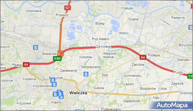 mapa Strumiany gmina Wieliczka, Strumiany gmina Wieliczka na mapie Targeo