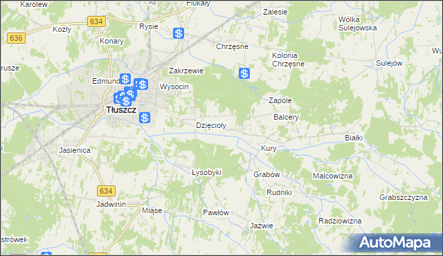 mapa Stryjki gmina Tłuszcz, Stryjki gmina Tłuszcz na mapie Targeo