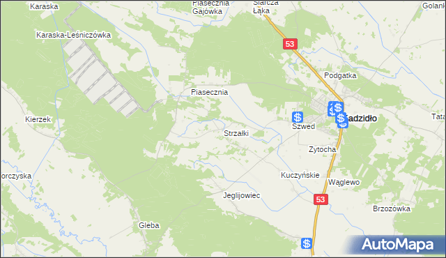 mapa Strzałki gmina Kadzidło, Strzałki gmina Kadzidło na mapie Targeo