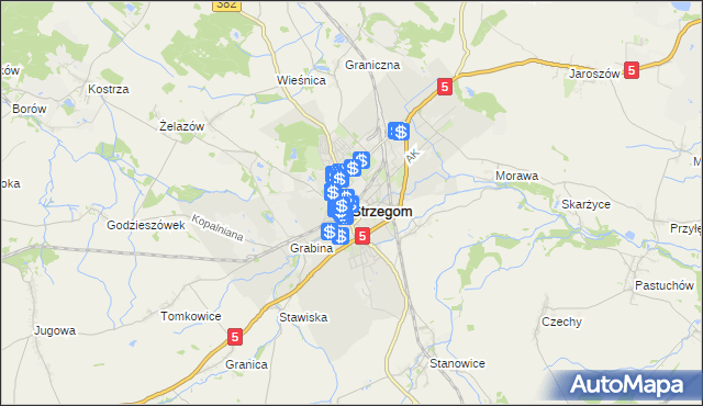 mapa Strzegom powiat świdnicki, Strzegom powiat świdnicki na mapie Targeo