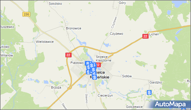 mapa Strzelce Klasztorne, Strzelce Klasztorne na mapie Targeo
