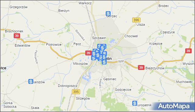 mapa Strzelin, Strzelin na mapie Targeo