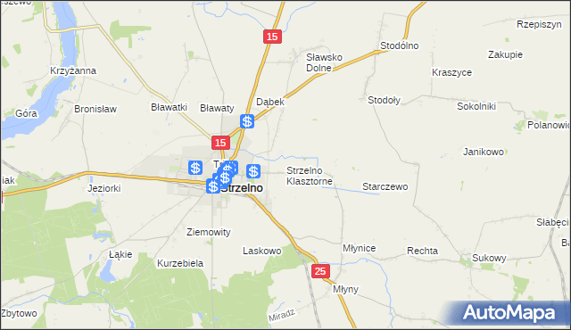 mapa Strzelno Klasztorne, Strzelno Klasztorne na mapie Targeo