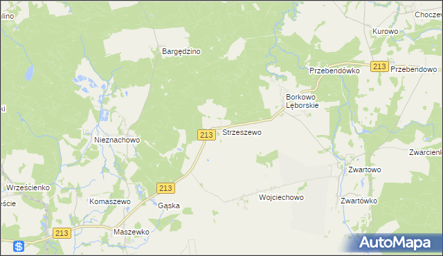 mapa Strzeszewo gmina Wicko, Strzeszewo gmina Wicko na mapie Targeo
