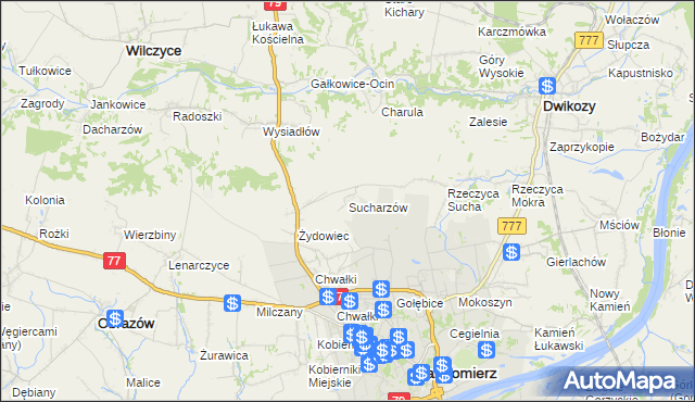 mapa Sucharzów, Sucharzów na mapie Targeo