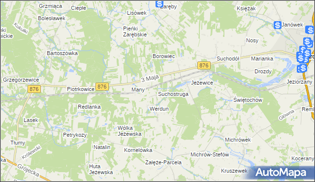 mapa Suchostruga, Suchostruga na mapie Targeo