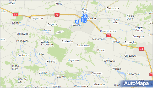 mapa Suchowola gmina Stopnica, Suchowola gmina Stopnica na mapie Targeo