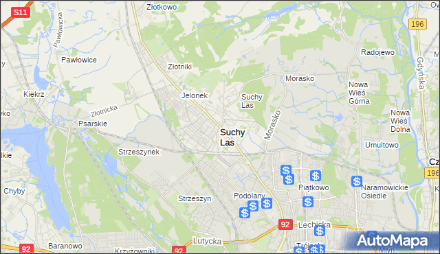 mapa Suchy Las powiat poznański, Suchy Las powiat poznański na mapie Targeo