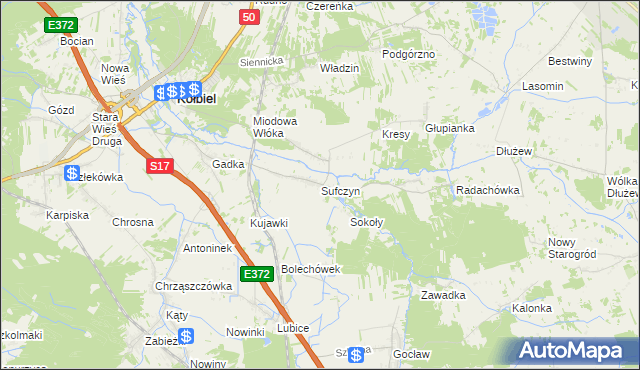 mapa Sufczyn gmina Kołbiel, Sufczyn gmina Kołbiel na mapie Targeo