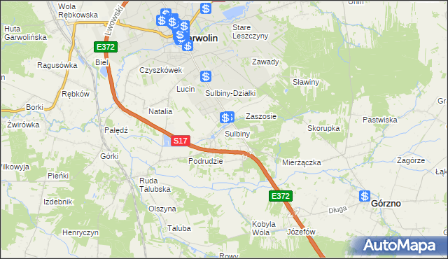 mapa Sulbiny, Sulbiny na mapie Targeo