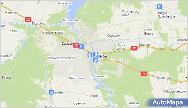 mapa Sulejów powiat piotrkowski, Sulejów powiat piotrkowski na mapie Targeo