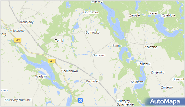 mapa Sumowo gmina Zbiczno, Sumowo gmina Zbiczno na mapie Targeo