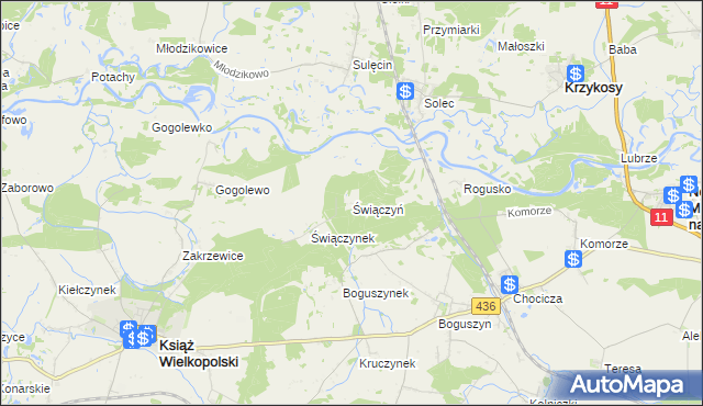 mapa Świączyń, Świączyń na mapie Targeo