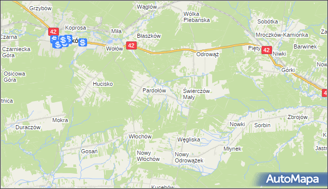 mapa Świerczów gmina Stąporków, Świerczów gmina Stąporków na mapie Targeo