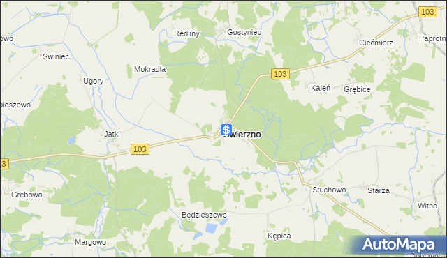 mapa Świerzno powiat kamieński, Świerzno powiat kamieński na mapie Targeo