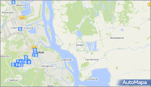 mapa Święta gmina Goleniów, Święta gmina Goleniów na mapie Targeo
