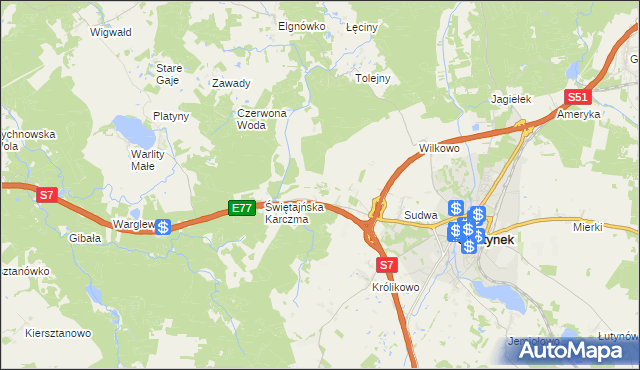 mapa Świętajny, Świętajny na mapie Targeo