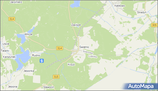 mapa Świętno gmina Wolsztyn, Świętno gmina Wolsztyn na mapie Targeo