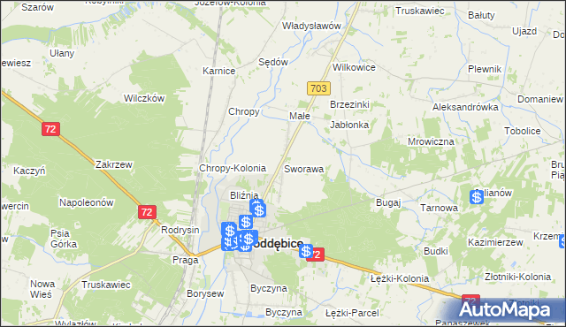 mapa Sworawa, Sworawa na mapie Targeo