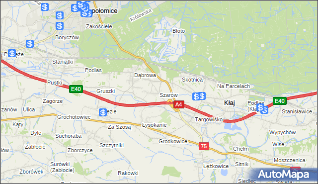 mapa Szarów gmina Kłaj, Szarów gmina Kłaj na mapie Targeo