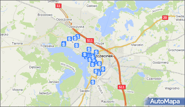 mapa Szczecinek, Szczecinek na mapie Targeo