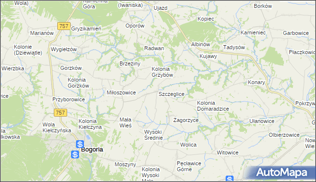 mapa Szczeglice, Szczeglice na mapie Targeo