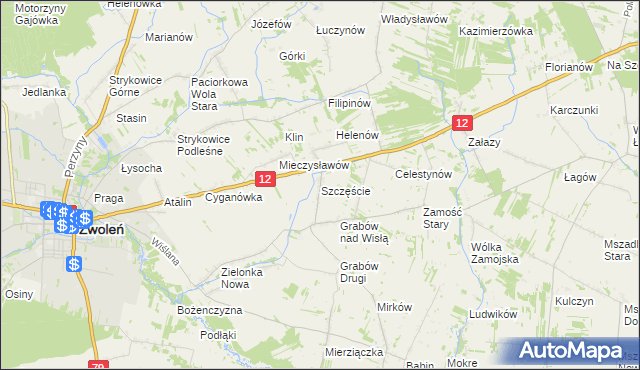 mapa Szczęście, Szczęście na mapie Targeo