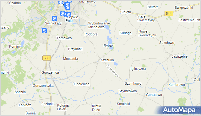 mapa Szczuka, Szczuka na mapie Targeo