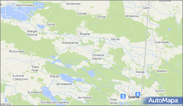 mapa Szklarka Śląska, Szklarka Śląska na mapie Targeo