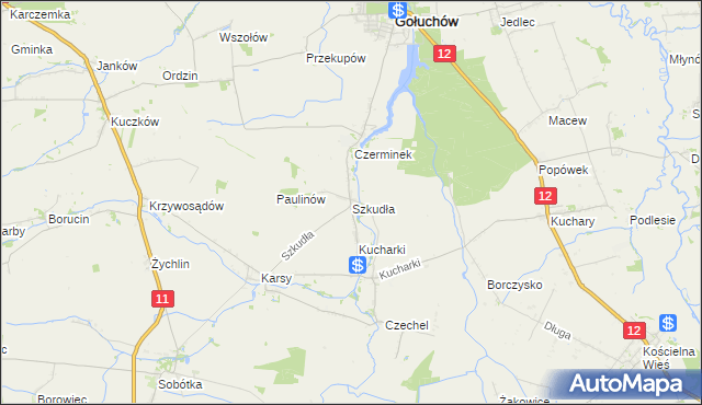 mapa Szkudła, Szkudła na mapie Targeo