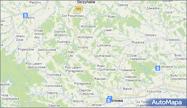 mapa Szufnarowa, Szufnarowa na mapie Targeo