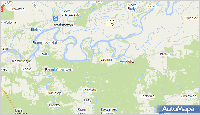 mapa Szumin gmina Łochów, Szumin gmina Łochów na mapie Targeo