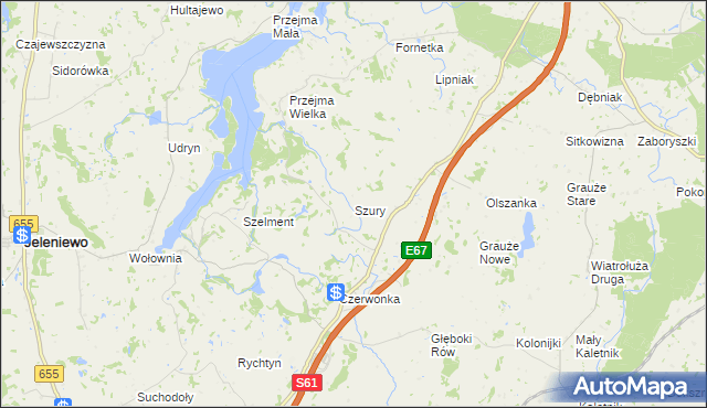 mapa Szury gmina Szypliszki, Szury gmina Szypliszki na mapie Targeo