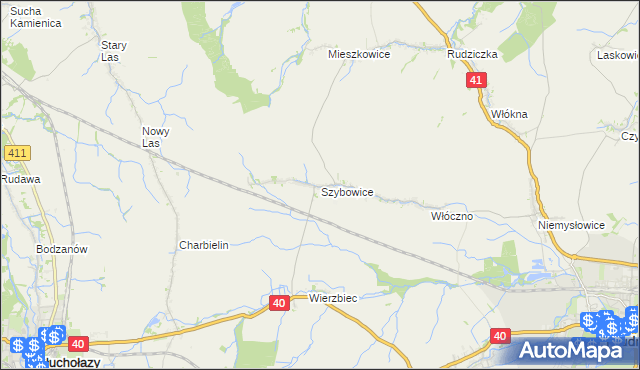 mapa Szybowice, Szybowice na mapie Targeo
