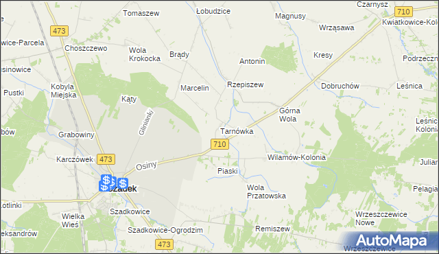 mapa Tarnówka gmina Szadek, Tarnówka gmina Szadek na mapie Targeo