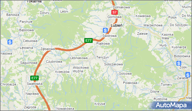 mapa Tenczyn, Tenczyn na mapie Targeo