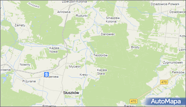 mapa Teodorów gmina Mycielin, Teodorów gmina Mycielin na mapie Targeo